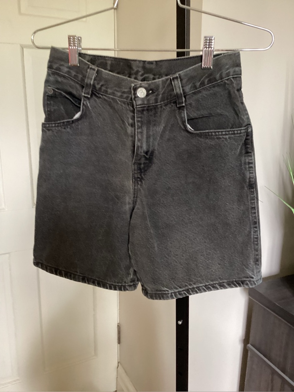 Gitano Black Washed High-Rise Denim Shorts.